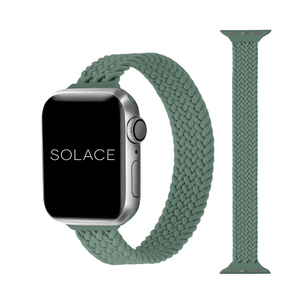 Green slim braided Apple Watch Band Compatible with series Series 9, 8, 7, 6, SE, 5, 4, 3, 2, and 1 and Ultra
