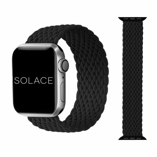 Black braided Apple watch band compatible with 38,40,41,42,44,45,49mm
