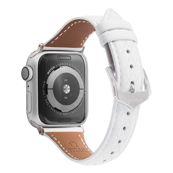 White Leather Apple Watch Bands Compatible with  49mm 45mm 44mm 42mm 41mm