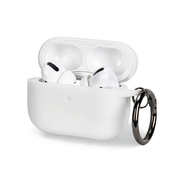 Apple Airpods pro white silicone protective case with keychain attachment